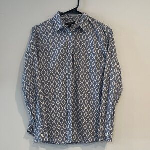 Banana Republic Blue and White Patterned Button Up Shirt Size S